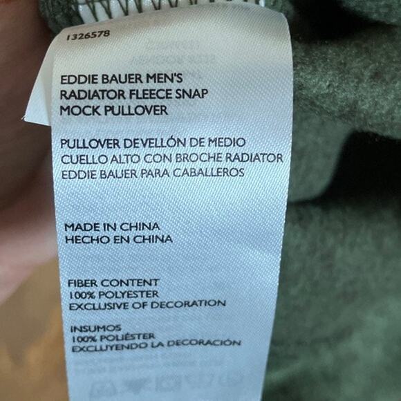 Eddie Bauer Mens Sweatshirt Green Radiator Fleece Snap Mock Neck Long Sleeve L - Picture 7 of 12